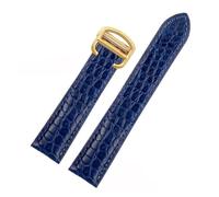 NFJNFCF Bracelet de montre noir, marron et bleu, compatible avec les bracelets en crocodile Cartier, en cuir véritable, Solo Key London Calibo, for homme, 20, 22, 23, 24 et 25(Blue gold,24mm)