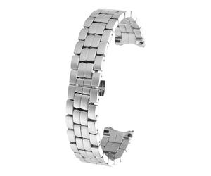 NFJNFCF Bracelet en acier inoxydable à joint incurvé de 15 mm et 18 mm, compatible avec la chaîne de montre Chopard Happy Diamond 274891 et 278559, bracelet en acier inoxydable argenté(18mm)