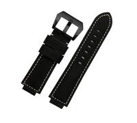 NFJNFCF Bracelet en cuir de vache givré vintage compatible avec bracelet de montre Timex T2N721 T2N720 TW2T76300 TW2T76500 Bracelet en caoutchouc surélevé Ceinture de marée 24 x 16 mm (P02 black-black