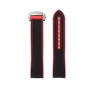 NFJNFCF Bracelet incurvé 20 mm, 21 mm, 22 mm, compatible avec Omega Seamaster 300 Ocean Speedmaster 8900 Planet Ocean, en tissu, nylon et caoutchouc, for homme. Outils(Black red SR,21mm)
