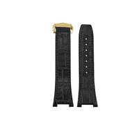 NFJNFCF Bracelet inférieur en caoutchouc avec surface en cuir de vache à encoche 25 x 14 mm, compatible avec Omega Constellation 41 mm, bracelet de montre Manhattan 39 mm, bracelet d'observatoire(Blac