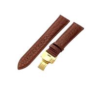 NFJNFCF Bracelets de montre en crocodile véritable, lisses et durables, compatibles avec Tissot Longines Omega, bracelet anti-transpiration noir marron 14 16 17 1819 20 21 22 mm(Brown-Golden-B1,21mm)