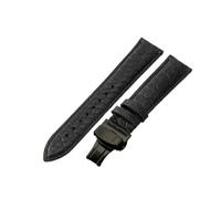 NFJNFCF Bracelets de montre en crocodile véritable, lisses et durables, compatibles avec Tissot Longines Omega, bracelet anti-transpiration noir marron 14 16 17 1819 20 21 22 mm(Black-Black-B1,20mm)