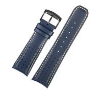 NFJNFCF Compatible avec Citizen Blue Angel 22 23 mm Boucle à aiguille en acier Yellow Line Air Eagle At8020 Jy8078 Bracelets de montre en cuir véritable Arc for hommes(Blue yellow-Black-K9,22mm)