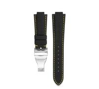 NFJNFCF Compatible avec le bracelet de montre Tudor 91210N, série North Flag Polar Type, boucle déployante en cuir et caoutchouc, for homme, 22 x 2 mm(A1 black-yellow line)