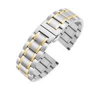 NFJNFCF Compatible avec Tissot Rossini CITIZEN Longines Bracelet en acier inoxydable à extrémité incurvée 14 16 17 18 19 mm 20 mm 21 mm 22 mm 23 mm Bracelet en acier Montre St(Silver gold,Width 19mm)