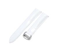NFJNFCF Unisexe Dual Tail Tech Compatible avec le bracelet de montre Cartier MUST Cuir véritable Noir Marron Interface plate Boucle déployante Bracelet étanche(White-Steel-Z4,20mm)