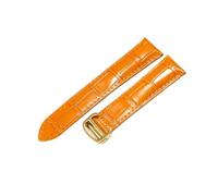 NFJNFCF Unisexe Dual Tail Tech Compatible avec le bracelet de montre Cartier MUST Cuir véritable Noir Marron Interface plate Boucle déployante Bracelet étanche(Orange-Golden-Z4,16mm)