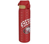Ion8 Gourde Inox, 600ml, Anti-Fuite, Facile à Ouvrir, Verrouillage Sécurisé, Lavable au Lave-Vaisselle, Poignée de Transport, Durable, Acier Inoxydable, Motif 3D NFL, 49ers