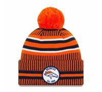 NFL Broncos Sideline 2019 Bobble Bonnet en Laine à Revers Tricoté Chapeau Newera