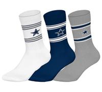 NFL DALLAS COWBOYS 3pk Crew Socks - WHT/BLU/MGR - 43/46