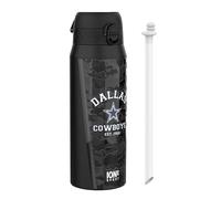 Ion8 NFL Dallas Cowboys Gourde Thermique Avec Paille Amovible, 750ml/24oz, Bouteille Étanche À Isolation Sous Vide, Facile À Ouvrir, Verrou Sécurisé, Passe Au Lave-Vaisselle, Couvercle Rabattable