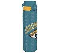 Ion8 Gourde Inox, 600ml, Anti-Fuite, Facile à Ouvrir, Verrouillage Sécurisé, Lavable au Lave-Vaisselle, Poignée de Transport, Durable, Acier Inoxydable, Motif 3D NFL, Jaguars