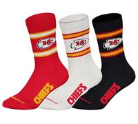 NFL Kansas City Chiefs Lot de 3 paires de chaussettes de sport unisexes