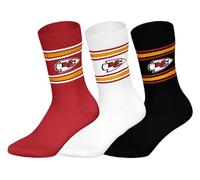 NFL KANSAS CITY CHIEFS 3pk Crew Socks - RED/WHT/BLK - 43/46
