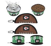 NFL Kansas City Chiefs Pets First Lot de 2 gamelles de voyage pliables pour chien pour nourriture et eau pour chiens, meilleures gamelles portables et légères anti-fuite pour les voyages