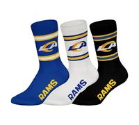 NFL LA RAMS Lot de 3 paires de chaussettes Crew - Bleu/blanc/noir - 43/46