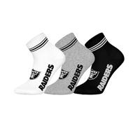 NFL LAS VEGAS RAIDERS 3pk Quarter Socks - WHT/MGR/BLK - 43/46