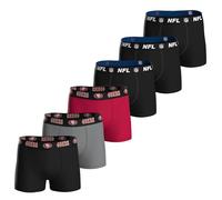 NFL Lot de 6 boxers pour homme | Logo basique et équipe | Mélange de coton 95 % coton 5 % élasthanne | Taille élastique | Sous-vêtements de football américain, San Francisco 49ERS, XL