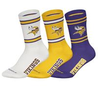NFL Minnesota Vikings Lot de 3 paires de chaussettes à col rond - Blanc/jaune/pur - 39/42