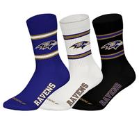 NFL Mixte Baltimore Ravens 3pk Crew Socks Chaussettes, Violet/blanc/noir, 43-46 EU
