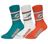 NFL Miami Dolphins 3pk Crew Socks Chaussettes, Bleu Sarcelle/Orange, 43-46 (Lot de 3) Mixte