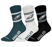 NFL Mixte Philadelphia Eagles 3pk Crew Socks Chaussettes, Vert/blanc/noir, 39-42 EU