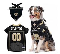 NFL New Orleans Saints Dog Maillot de qualité supérieure avec bandana assorti inclus, taille XL, vêtement officiel NFL pour animal de compagnie, maille respirante, durable, logo de l'équipe, t-shirt