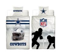 NFL Parure de lit Dallas Cowboy 135 x 200 cm + 80 x 80 cm 100 % coton renforcé de qualité avec fermeture éclair Fan de football américain Super Bowl Rowdy American Team Housse réversible Taille