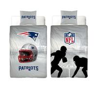 NFL Parure de lit New England Patriots 135 x 200 cm + 80 x 80 cm 100 % coton renforcé de qualité avec fermeture éclair Motif fan de football américain Super Bowl Pat Patriot Housse réversible Taille
