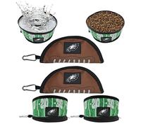 NFL Philadelphia Eagles Pets First Lot de 2 gamelles de voyage pliables pour chien pour nourriture et eau pour chiens, meilleures gamelles portables et légères anti-fuite pour les voyages
