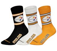 NFL Pittsburgh Steelers 3pk Crew Socks Chaussettes, Noir/Blanc/Jaune, 43-46 Mixte