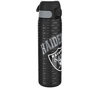 Ion8 Gourde Inox, 600ml, Anti-Fuite, Facile à Ouvrir, Verrouillage Sécurisé, Lavable au Lave-Vaisselle, Poignée de Transport, Durable, Acier Inoxydable, Motif 3D NFL, Raiders