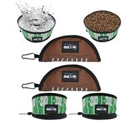 NFL Seattle Seahawks Pets First Lot de 2 gamelles de voyage pliables pour chien pour nourriture et eau pour chiens, meilleures gamelles portables et légères anti-fuite pour les voyages