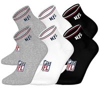 NFL SHIELD Lot de 6 paires de chaussettes trois-quarts - MGR/WHT/BLK - 39/42