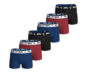 NFL Shield Lot de 6 boxers pour homme en coton stretch avec logo, Bleu/rouge/noir, M