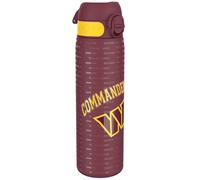 Ion8 Gourde Inox, 600ml, Anti-Fuite, Facile à Ouvrir, Verrouillage Sécurisé, Lavable au Lave-Vaisselle, Poignée de Transport, Durable, Acier Inoxydable, Motif 3D NFL, Commanders