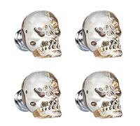 NFLOBD 4 pièces Poignée en verre cristal clair tête de mort, Poignée porte tiroir de cuisine, Quincaillerie poignée de placard, pour meubles de chambre à coucher, armoire de chevet, commode (jaune)