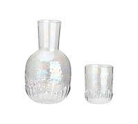 NFNSIG Carafe à eau et verre de chevet vintage - 935,5 g - Blanc - Avec carafe en verre - Pour chambre à coucher - Bouteille de bain