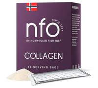 NFO Collagène marin [14 sachets x 5,3 g] Huile de poisson norvégienne complexe naturel à haute dose de collagène de protéine de poisson en poudre avec acide hyaluronique, biotine, vitamine D3 et C