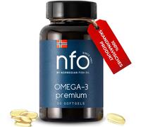 NFO Omega-3 Premium - Gélules d'huile de poisson avec EPA, DHA et vitamine E pour le cœur et le cerveau [90 gélules en gel souple]