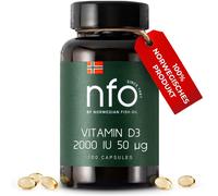 NFO Vitamine D3 2000 IU - 50 µg, Capsules Molles, pour le système immunitaire et les os [100 capsules molles]