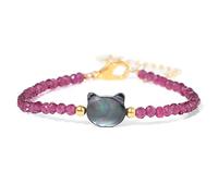 NFOQRVKW Collier Bracelet de Perles en Pierre Naturelle de 3mm, Petites Perles de Quartz à facettes, Bracelets de Yoga réglables, Bijoux for Femmes et Hommes(Rubies)