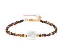 NFOQRVKW Collier Bracelet de Perles en Pierre Naturelle de 3mm, Petites Perles de Quartz à facettes, Bracelets de Yoga réglables, Bijoux for Femmes et Hommes(Tiger Eye)