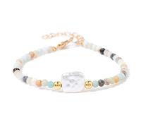 NFOQRVKW Collier Bracelet de Perles en Pierre Naturelle de 3mm, Petites Perles de Quartz à facettes, Bracelets de Yoga réglables, Bijoux for Femmes et Hommes(Amazonite)