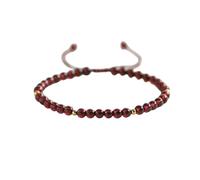 NFOQRVKW Collier Bracelets à Cordes, Perles de Grenat Rouge, Bracelet en Corde, Pierres précieuses Naturelles, Yoga, Reiki, Chakras, Perles tressées, Bijoux d'été réglables for Hommes et Femmes