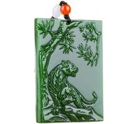 NFOQRVKW Collier Collier Pendentif Tigre sculpté à la Main en Jade Vert Naturel, Bijoux Chinois, amulette à la Mode
