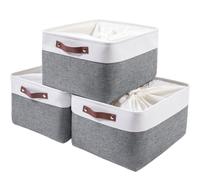 NFOQRVKW Panier de Rangement en Tissu XXL, Lot de 3 boîtes de Rangement en Tissu avec Cordon de Serrage, for Placard, Garde-Robe, Maison(3 Pack,XXL)