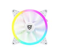 Nfortec Draco X 140 mm A-RGB Fan White, Ventilateur supplémentaire blanc pour PC, éclairage RGB personnalisable, max 1300 tr/min, roulements hydrauliques, 12 V 0,26 A +-20%, 4 vis d'installation
