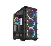 Nfortec - DRACO X Boîtier PC Gaming Mid Tower (ATX), 4x 120mm PWM ARGB Fans Included, ARGB Controller, Tempered Glass Front and Side, Noir